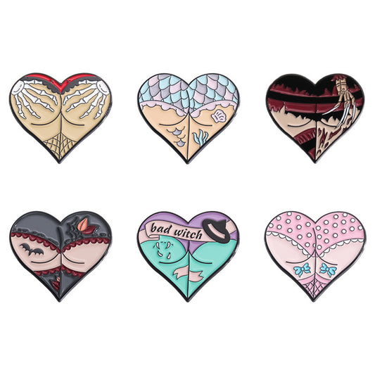 Halloween Pin Brooch Spider Bat Horror Enamel Pin Sets for Women Men Gothic Heart Lapel Badge Pins for Clothes Suits Backpacks Holiday Party Jewelry Gift 6 Pcs/set